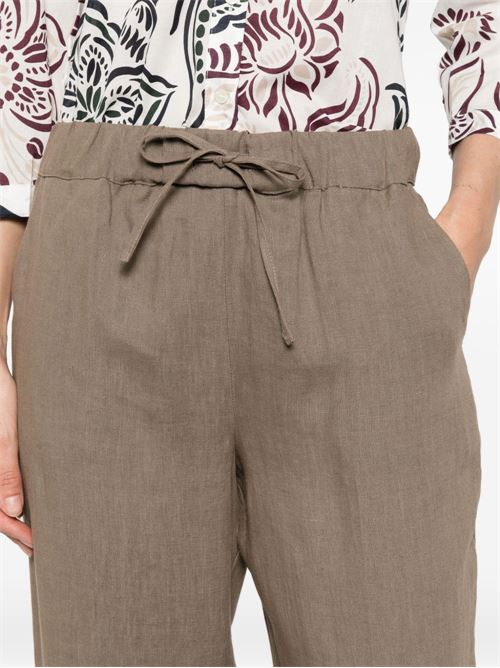 Pantalone donna Emme Marella infilato in lino tortora EMME Marella | SAUNA005